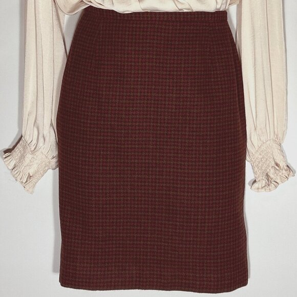 Harve Bernard SZ 14 Vintage Wool Plaid Pencil Skirt Career Academia Old Money - Picture 1 of 8